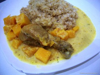 Запеченная курица с тыквой в сливках
