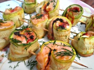 Рулетики из кабачков с курицей