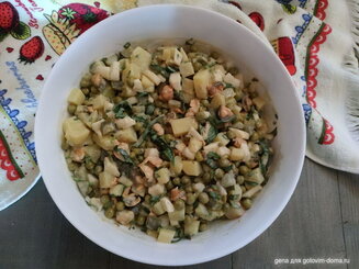 Весенний оливье с креветками (постный)
