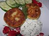 Котлеты из картофеля, сыра и укропа с грибами + соус