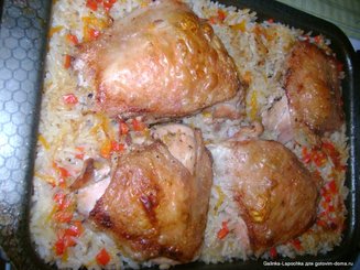 Окорочка с рисом в духовке