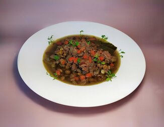 Чечевичный суп с куриной печенью