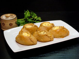 Открытые пирожки с сыром и зеленью