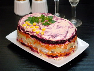 Сельдь по шубой (с сыром)