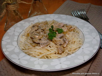Фарфалле с шампиньонами