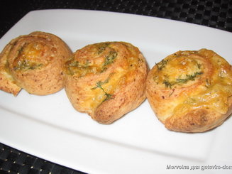 Творожные булочки с укропом и чесноком
