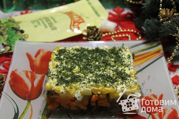 Салат с куриной печенью &quot;Новогодний экспресс&quot; фото к рецепту 15