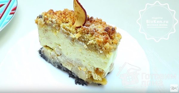 Яблочный чизкейк с миндальной крошкой фото к рецепту 6
