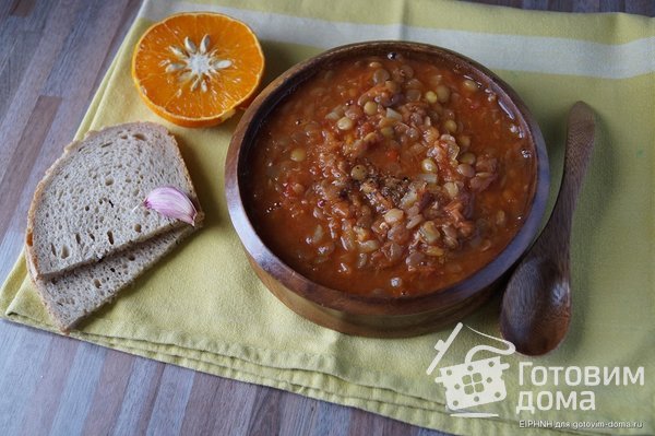 Пряный чечевичный суп (без масла) фото к рецепту 1