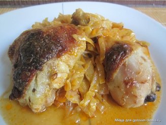Капуста, запечённая в духовке с курочкой