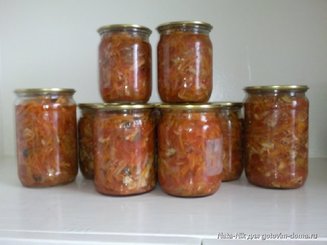 Зимний салат из скумбрии с овощами в томате "Рыбка моя"