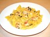One pan pasta (one pot pasta) Паста с креветками в сливочно-сырном соусе.