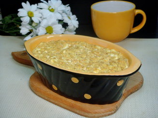 Ячневая каша, запеченная с творогом
