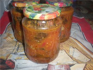 Баклажаны в аджике с яблоками