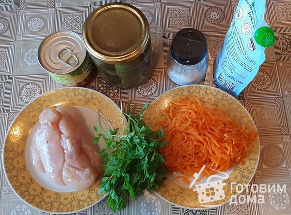 Салат с курицей, фасолью и морковью по-корейски фото к рецепту 1