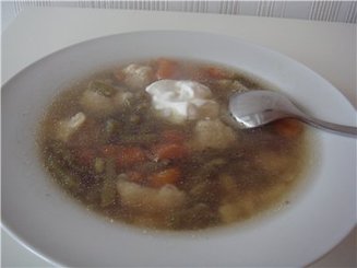 Суп из зелёной стручковой фасоли с галушками