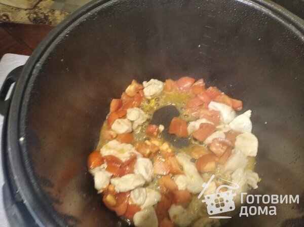 Омлет с курицей и томатами фото к рецепту 3