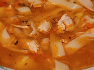Чорба с домашней лапшой и фасолью
