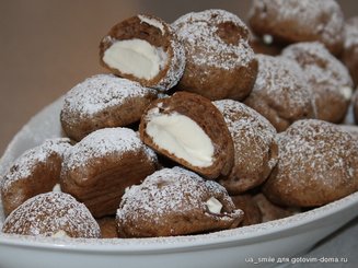 Шоколадные профитроли со сливочно-шоколадным кремом