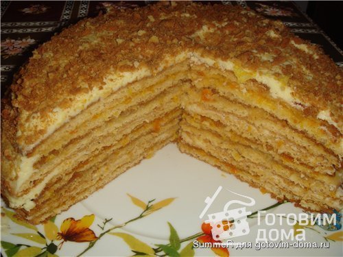 Слоёный торт с цитрусовыми и кремом фото к рецепту 1