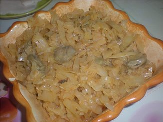 Сердечки, тушенные с капустой