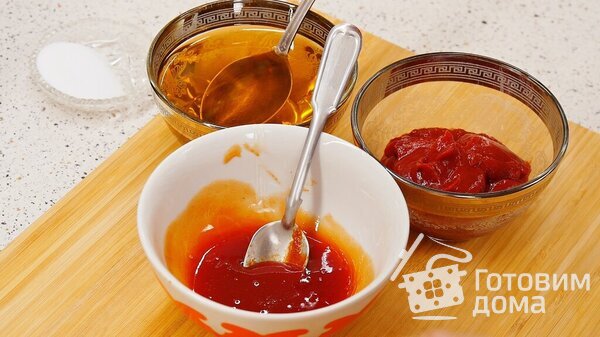 Рецепт приготовления любого мяса (сосисок, креветок, грибов, овощей) за 15 минут в томатно-медовом соусе фото к рецепту 4