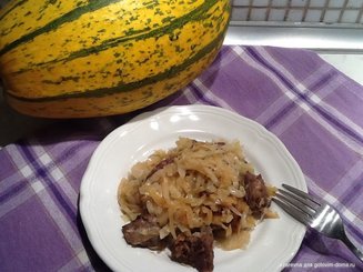 Говядина с капустой и грибами