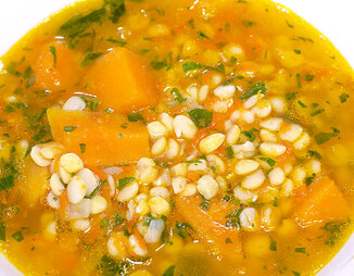 Гороховый суп с тыквой - постный рецепт