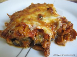 Запеканка из баклажан с лисичками