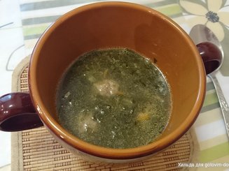 Борщ со щавелем и фрикадельками