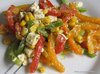 Салат с цветными перцами, кукурузой и сыром фета