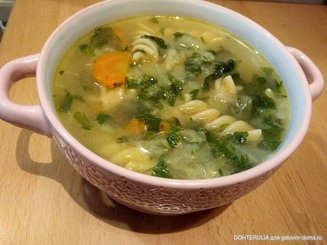Лёгкий овощной суп с пастой
