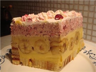 Торт "Завитушки с кремом и бананами"