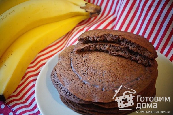 Постные (веганские) шоколадно-банановые панкейки фото к рецепту 2