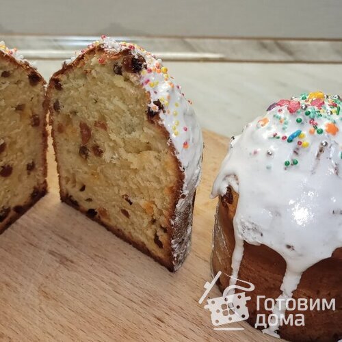 Пасхальный  кулич без дрожжей творожный