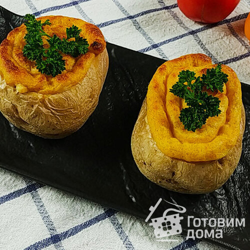 Фаршированный картофель с мясом и грибами под хрустящей корочкой