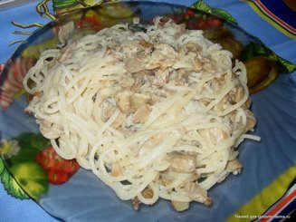 Спагетти со сливочно-грибным соусом