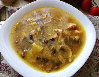 Суп с рисом и грибами