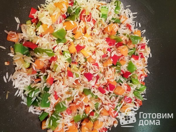 Рис с овощами  и морепродуктами фото к рецепту 6