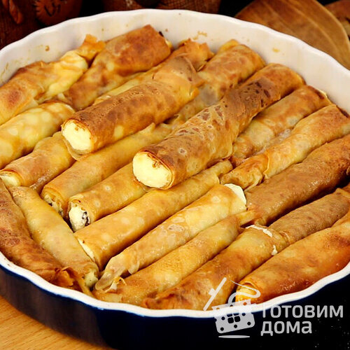 Запеченные блины с медом и сливочным маслом