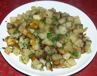 Жареная картошка с баклажанами