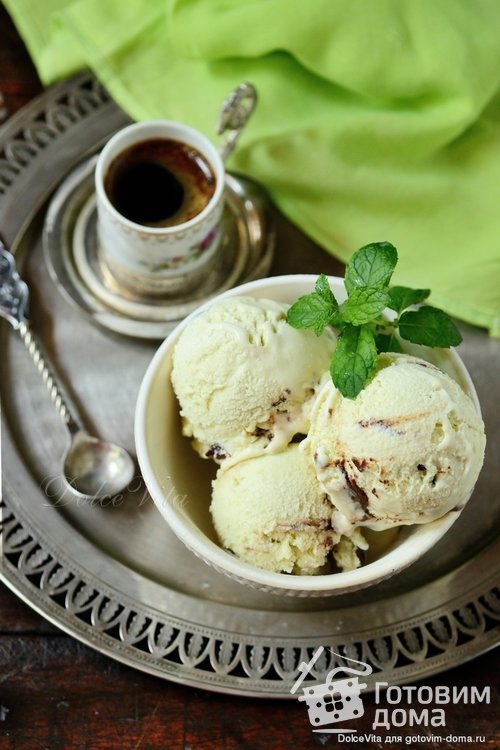 Мятное мороженое с шоколадом