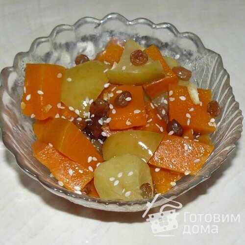 Десерт из тыквы с яблоками