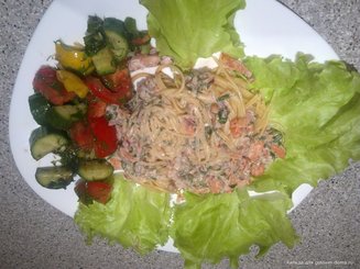 Паста с лососем и сметаной