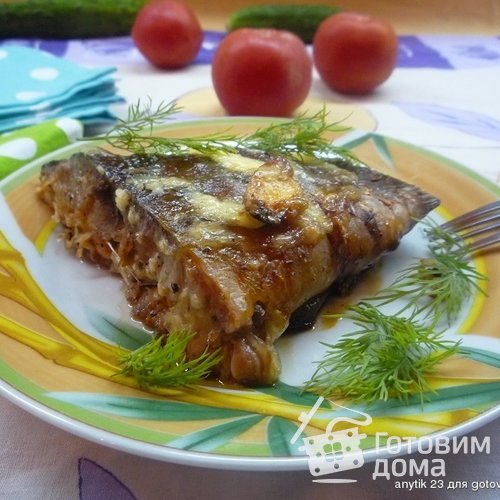 Карп, запеченный с базиликом и лимоном
