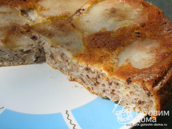 Грушевый пирог с орехом и шоколадом фото к рецепту 1