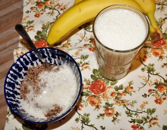 Гречка с банановым "молоком", на завтрак