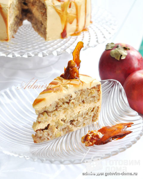 Яблочно-ореховый торт с карамельным кремом фото к рецепту 1