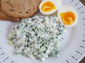 Салат из зеленого лука со сметаной
