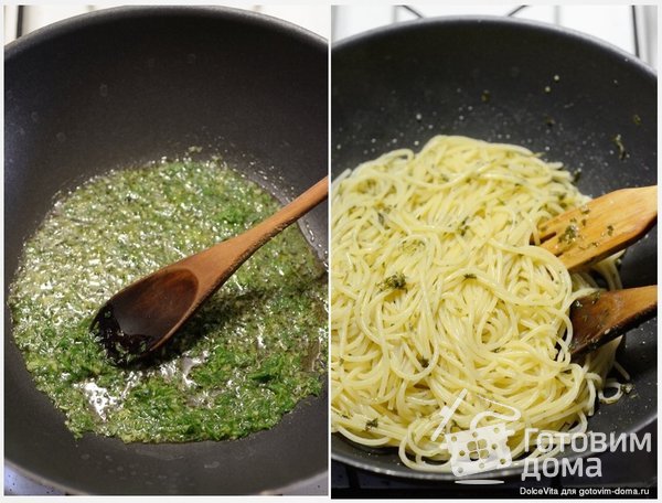 Spaghetti all&#039;agliata - Спагетти с петрушкой и чесноком фото к рецепту 1